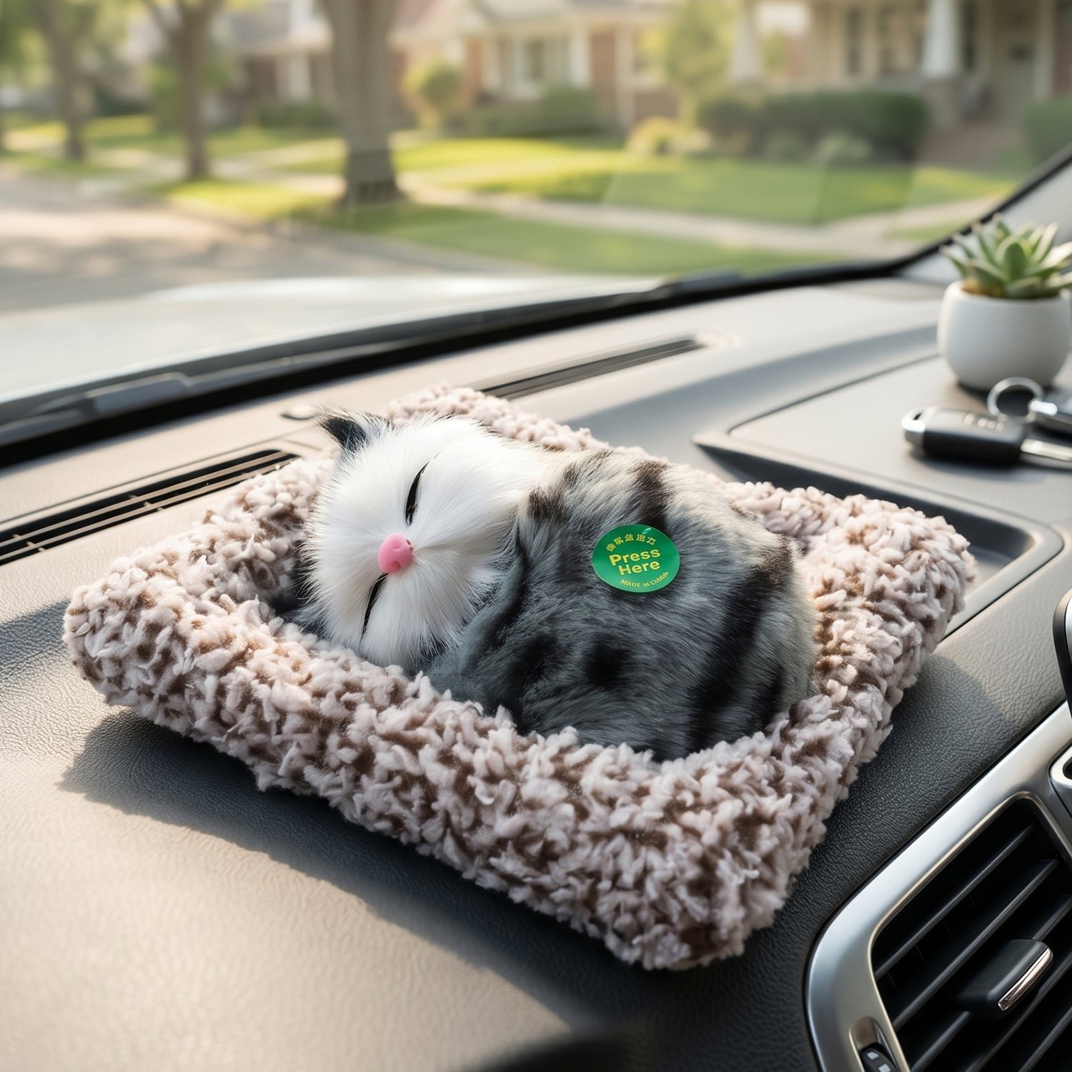 Cute Plush Cat Showpiece � Perfect for Car & Home Decor