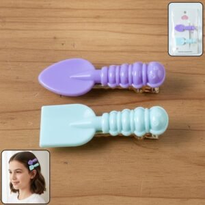 Mini Spade & Leaf Hair Clips – Lightweight 2-Piece Set for Girls