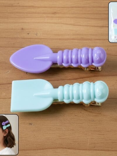 Mini Spade & Leaf Hair Clips – Lightweight 2-Piece Set for Girls