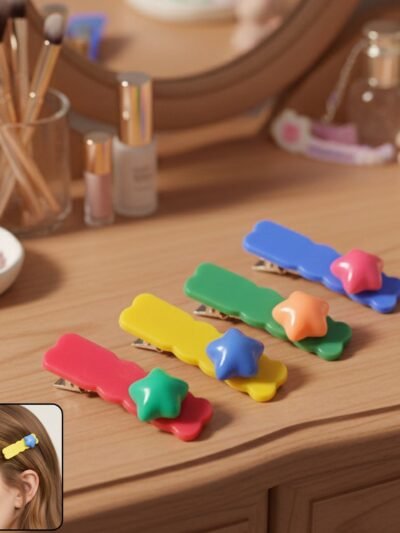 Star Design Hair Clip Set – Colorful & Decorative 4 Pieces