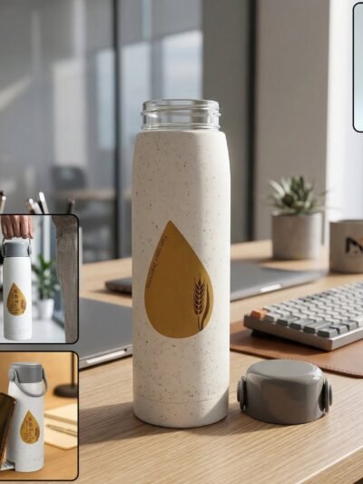 Glass Water Bottle with Phone Holder � Leakproof & Stylish Design