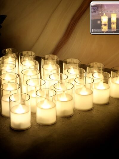 LED Tealight Candles – Set of 24 Flameless Smokeless Lights