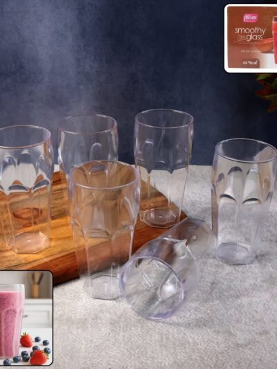 Transparent Smoothie Glass Set – 6 Durable 300ml Tumblers