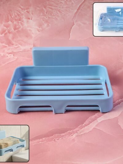Plastic Soap Dish with Drain Slots – Self-Adhesive Wall Mount