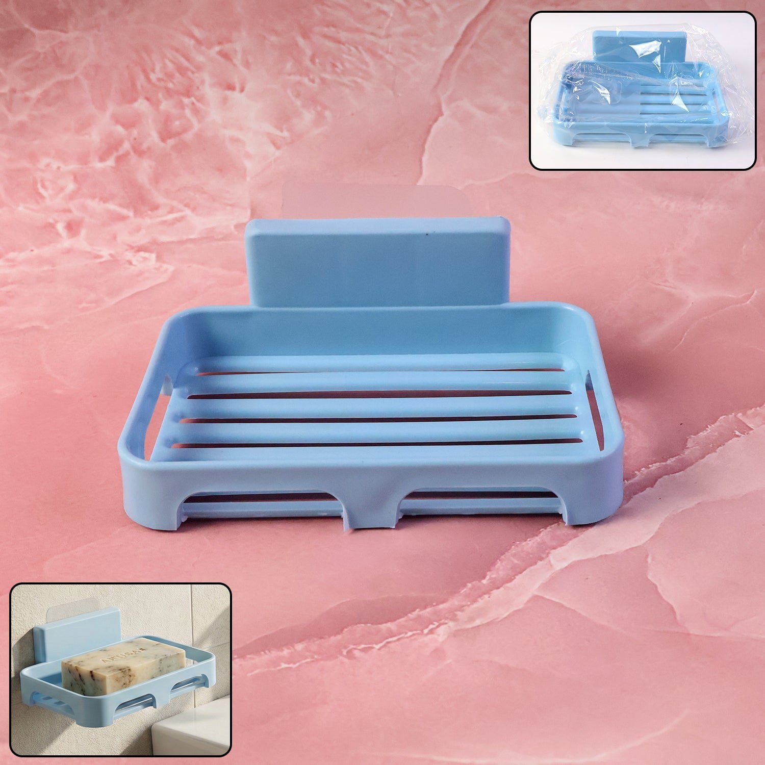 Plastic Soap Dish with Drain Slots – Self-Adhesive Wall Mount