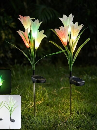 Solar Garden Flower Lights – Set of 2 Vibrant Multicolour LEDs
