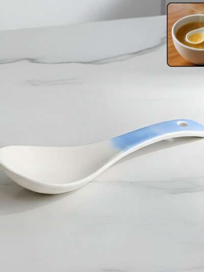 Ceramic Serving Spoon – Heat-Resistant 14 cm Ladle for Soups & Curries