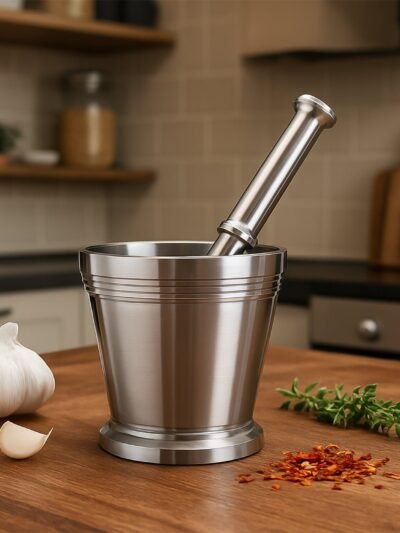 Stainless Steel Mortar & Pestle Set – Durable Kitchen Grinder