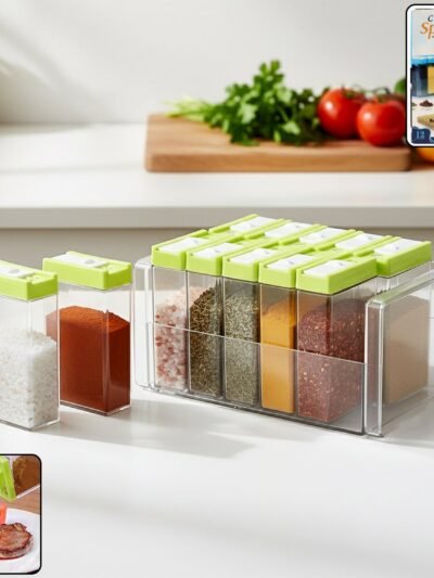 Transparent Spice Rack with Stand – 12-Piece Modular Set