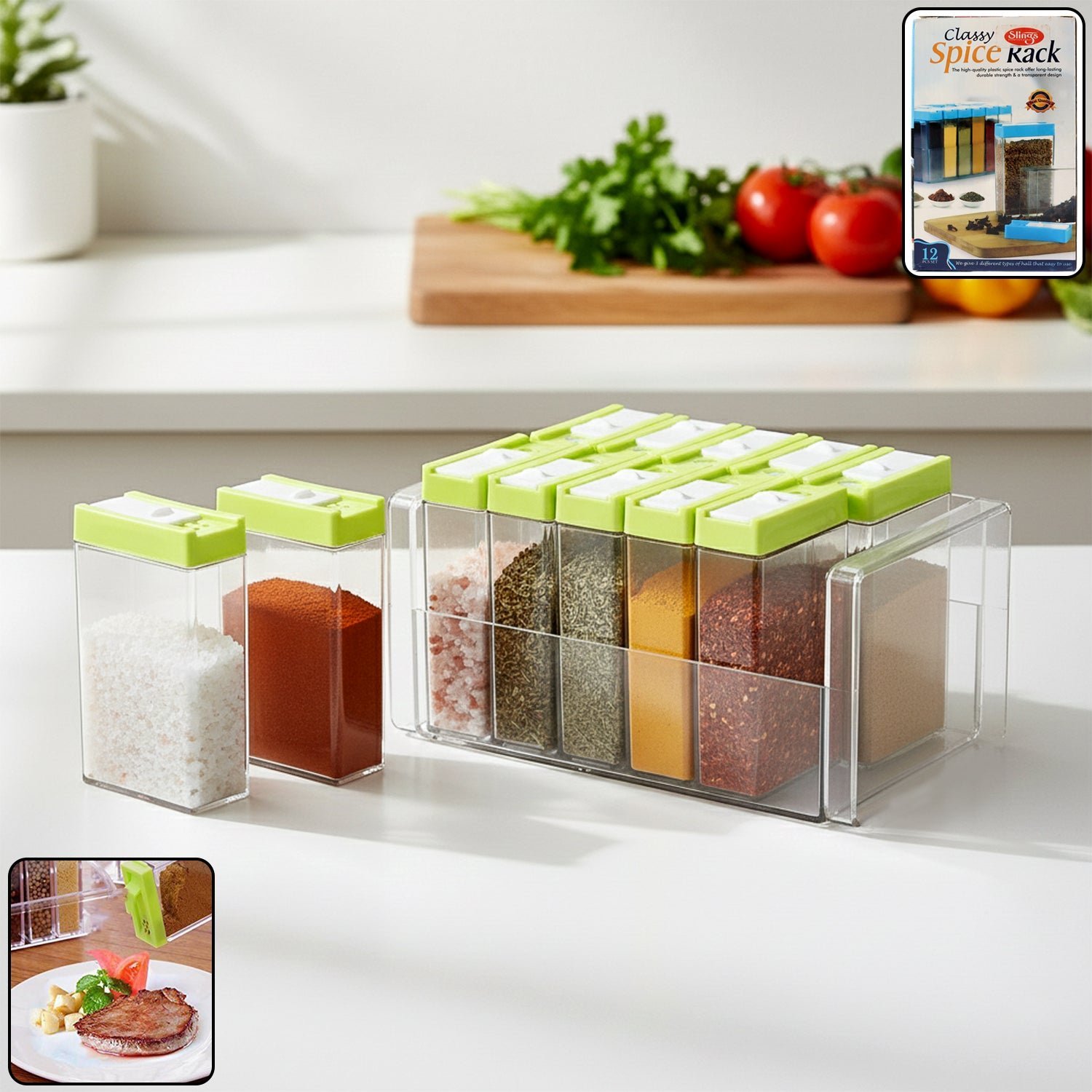 Transparent Spice Rack with Stand – 12-Piece Modular Set