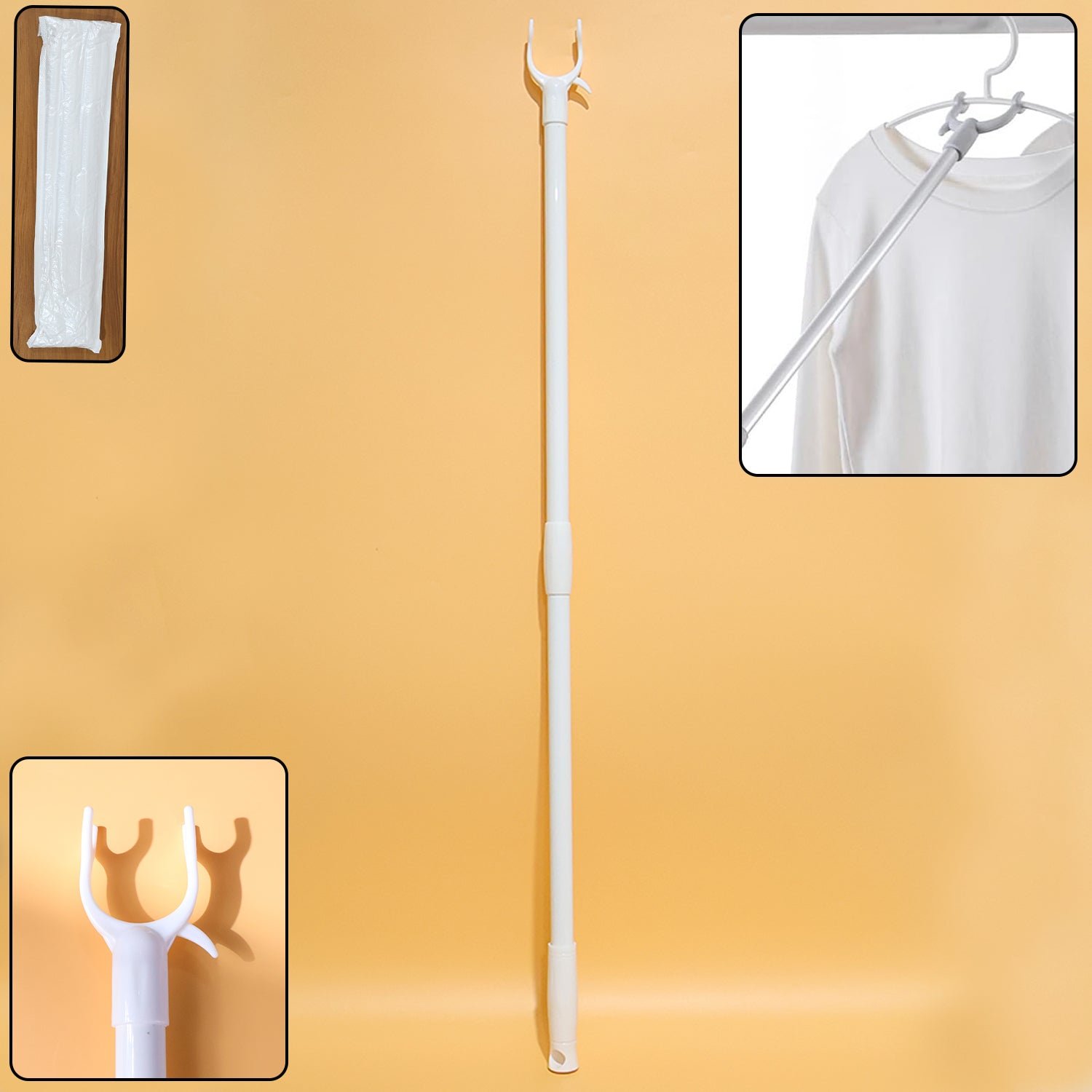 stainless steel telescopic pole clothes hooks hanger 01.jpg