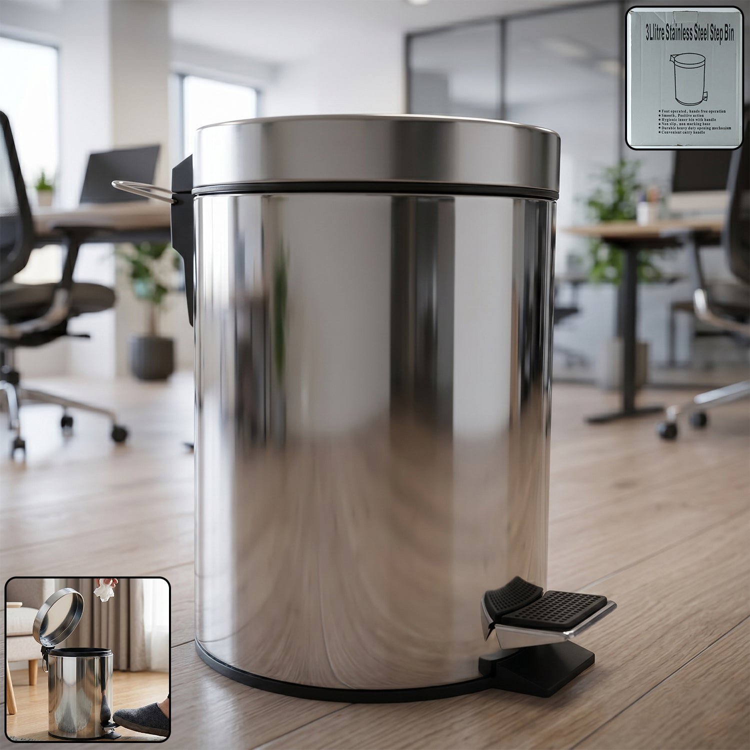 Stainless Steel Pedal Dustbin � Compact & Hygienic Waste Disposal