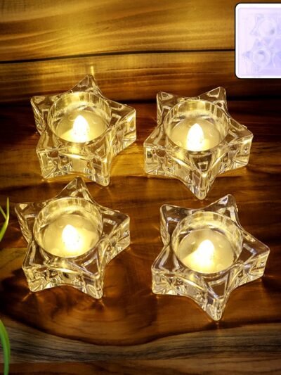 Star-Shaped LED Candles – Flameless Decorative Tealight Set