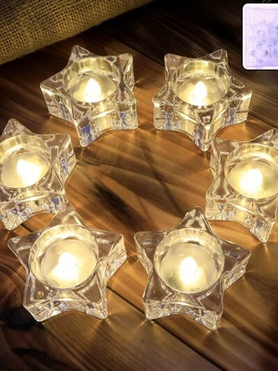 Star-Shaped LED Candles – Flameless Battery-Operated Set of 6