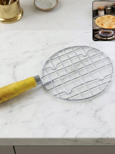 Papad Jali Roaster – Stainless Steel with Wooden Handle | CookAura