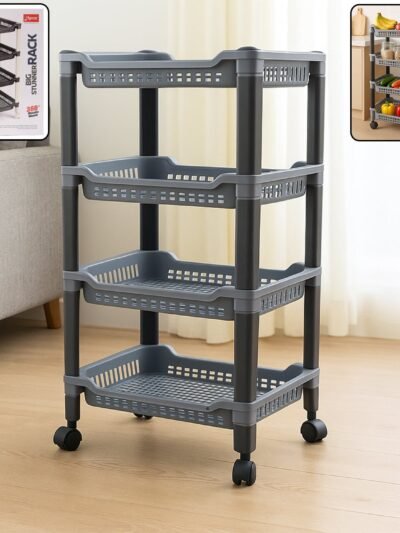 Plastic Storage Rack – 4-Layer Ventilated Multipurpose Organizer