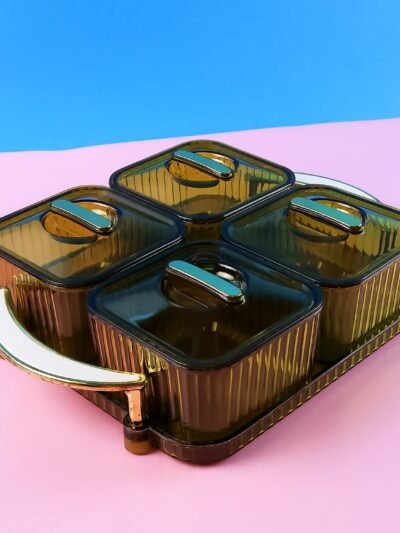 Dryfruit Storage Box – Luxury 4-Piece Airtight Set with Tray