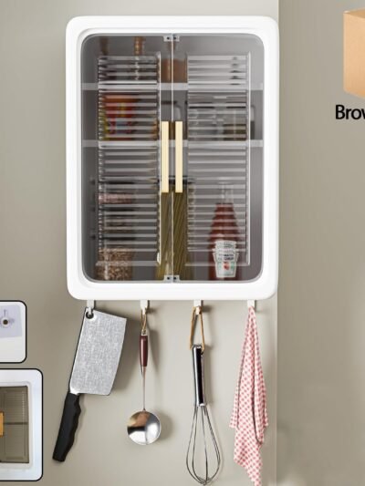 Wall-Mounted Kitchen Storage Cabinet – Spacious with Sliding Doors