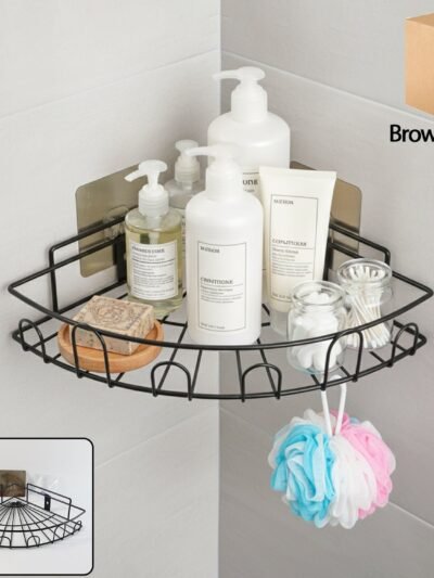 Wall-Mounted Corner Bathroom Storage Rack – Space-Saving Organizer