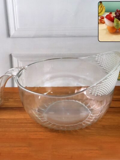 Transparent Plastic Bowl with Handle – Large Multipurpose Kitchen Basket