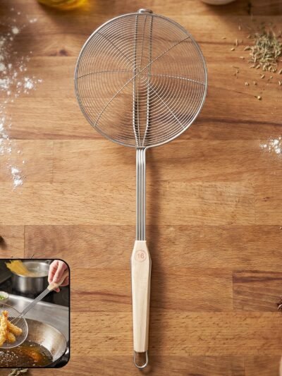 Stainless Steel Frying Skimmer � Long Handle for Safe Cooking