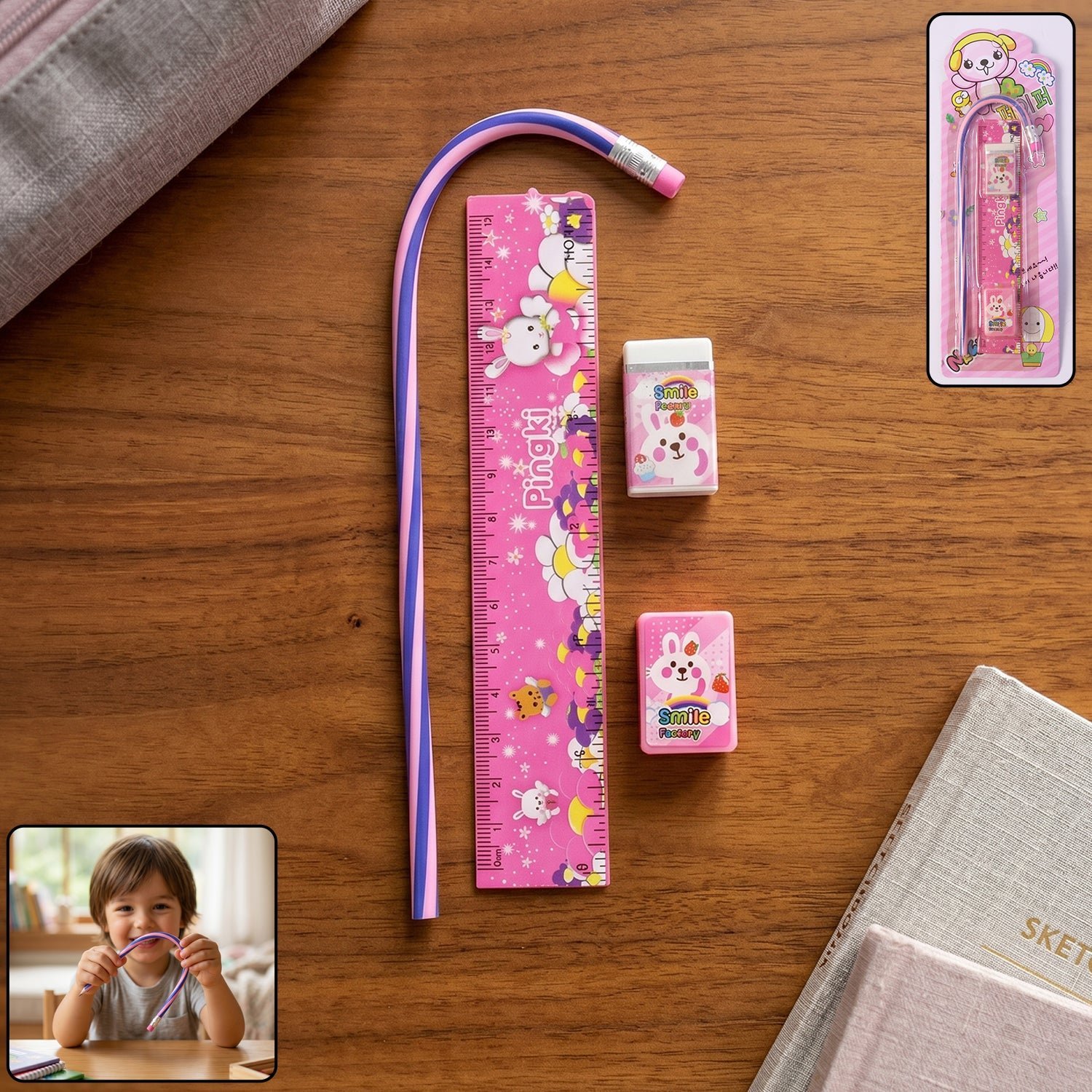 Kids Stationery Set � Fun Pink Design for School & Gifting