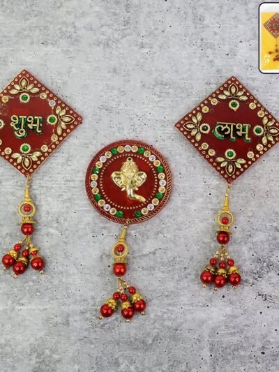 Shubh Labh Ganesh Wall Hanging Set – Auspicious 3-Piece Decor