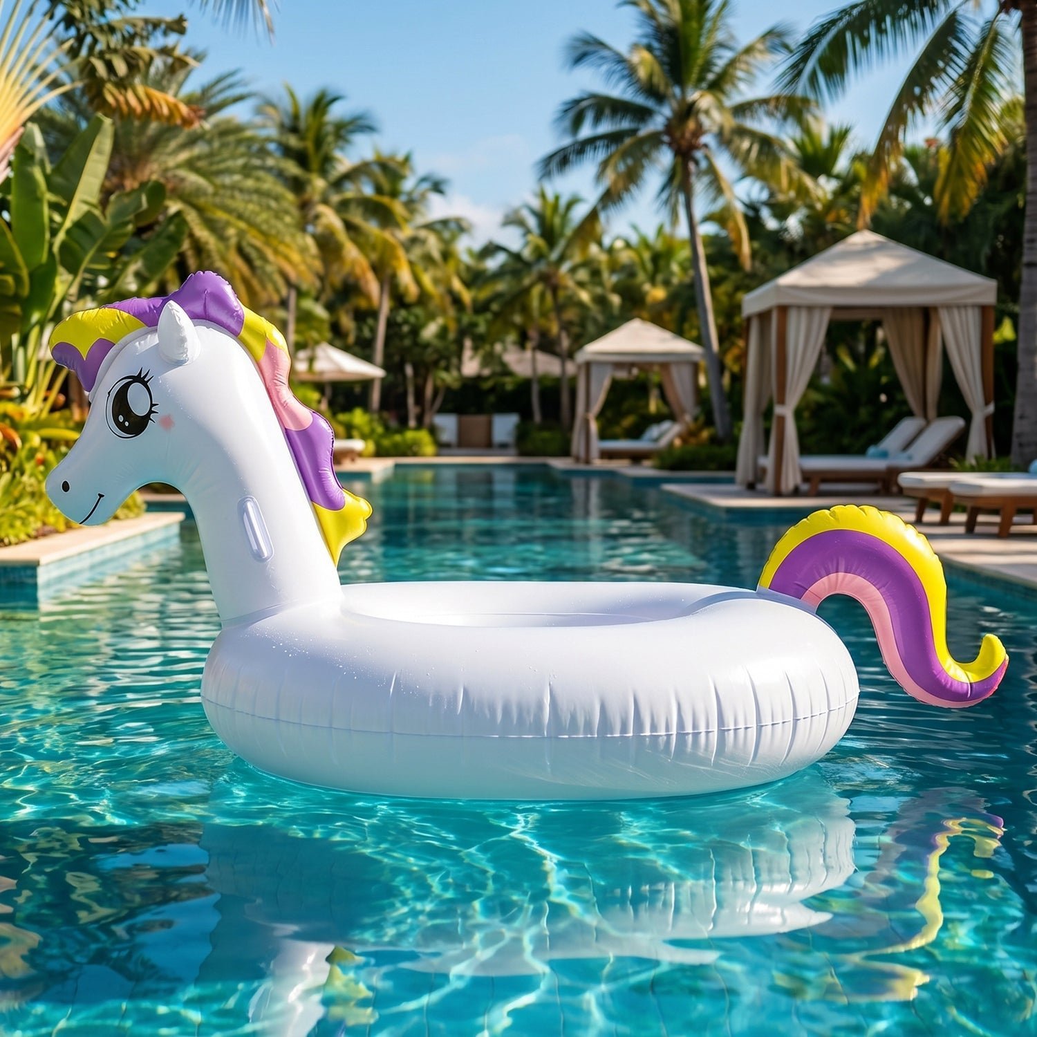 Kids Inflatable Unicorn Swim Ring � Durable Pool Float with Handles