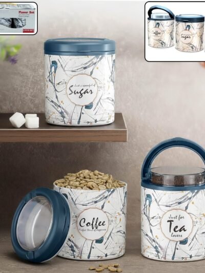 Plastic Tea Coffee Sugar Storage Set – Airtight & Stylish 3 Pc