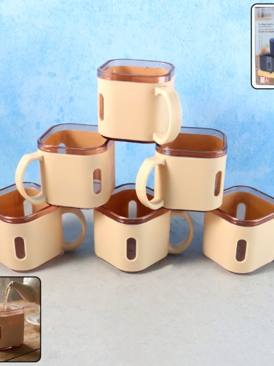 Square Tea Cup Set – Premium 6-Piece Lightweight 150ml
