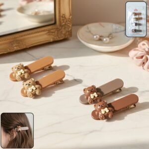 Teddy Bear Hair Clips – Cute & Lightweight Set of 4