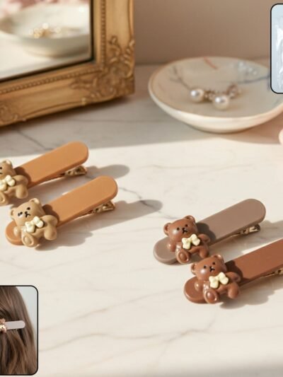 Teddy Bear Hair Clips – Cute & Lightweight Set of 4