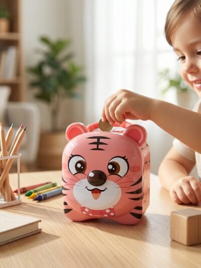Kids Money Bank � Durable Metal Piggy Bank with Lock & Key