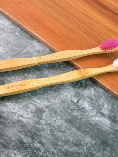 Bamboo Toothbrush Set – Eco-Friendly Medium Bristles (2 Pack)
