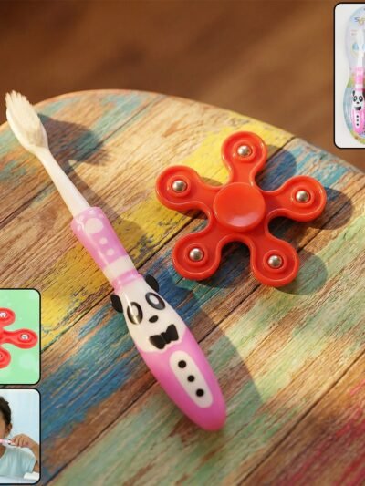 Kids Toothbrush – Fun Panda Design with Fidget Spinner Toy Set