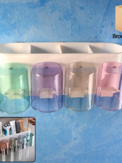 Wall Mounted Toothbrush Holder with Inverted Cups – Space Saving Organizer
