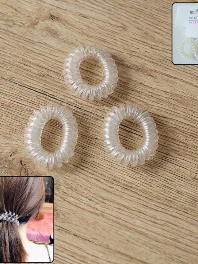 Transparent Spiral Coil Hair Ties – No Damage & Strong Hold