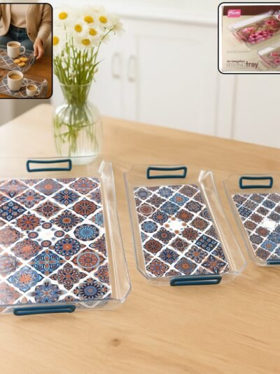 Multipurpose Serving Tray Set – 3 Nesting Trays with Handles