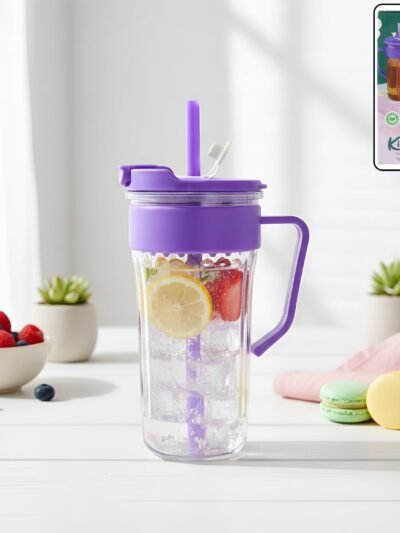 Plastic Tumbler for Kids – Spill-Free 500ml with Straw & Handle