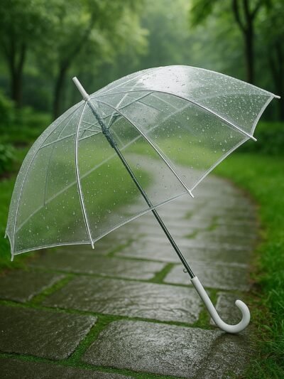 Transparent Dome Umbrella – Windproof with Comfortable Curved Handle