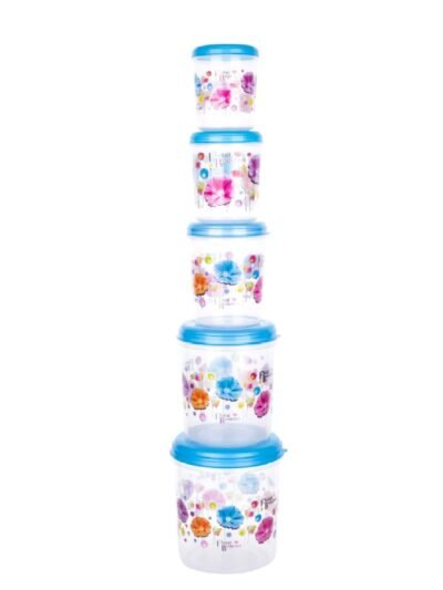 Airtight Plastic Container Set – 5-Piece Food Storage | Velvet Wheels