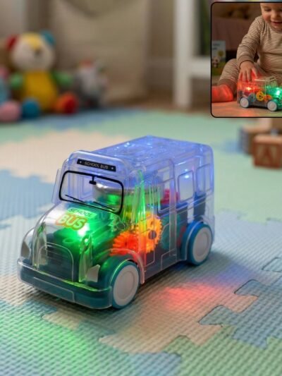 Kids Transparent Musical Light-Up School Bus – Engaging Playtime Toy