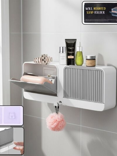 Bathroom Storage Organizer – Wall Mounted 4-Compartment Soap Holder