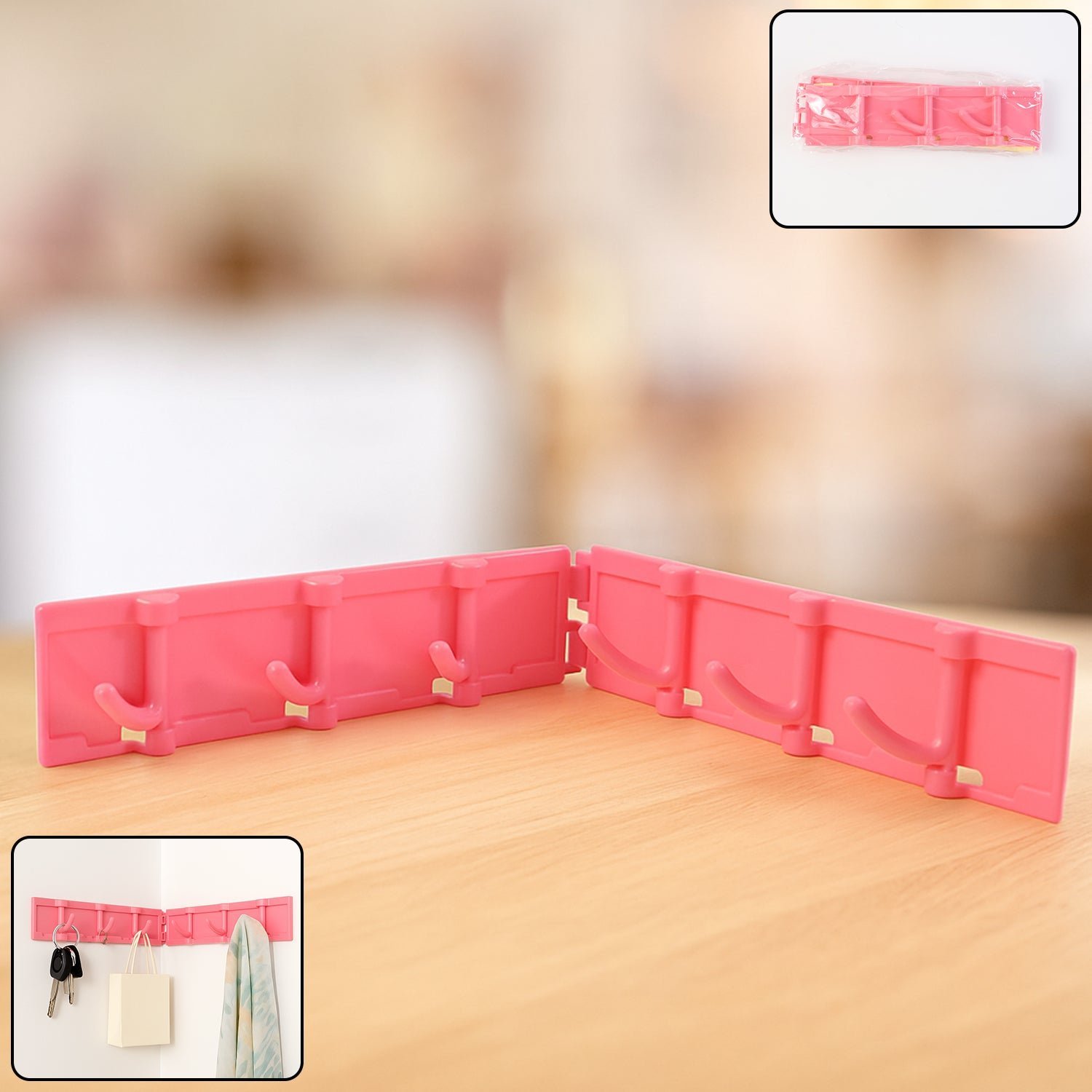 Multipurpose Wall-Mounted Hook Rack – Foldable & Rotating 6 Hooks