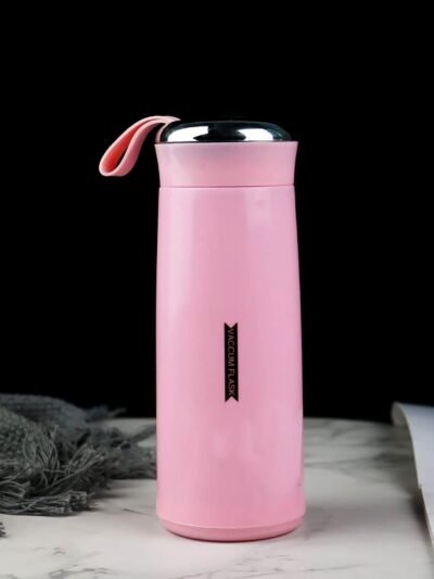 400ml Pink Glass Water Bottle – Leakproof & BPA-Free