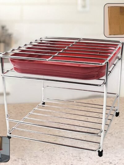Stainless Steel 2-Tier Kitchen Utensil Storage Stand – Durable & Space-Saving