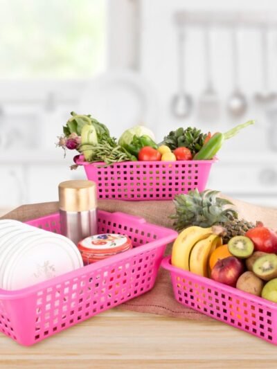 Plastic Cane Fruit Baskets – Set of 3 Sizes | Tidy Table