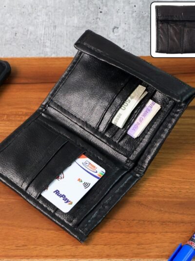 Genuine Leather Slim Bi-Fold Wallet – Durable & Stylish