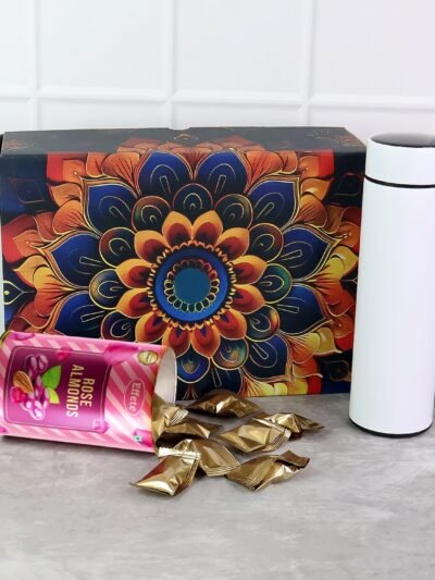 Rose Almonds Gift Hamper – Premium 2 Pc Set with Stainless Steel Bottle