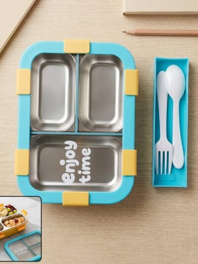 Airtight 3 Compartment Stainless Steel Lunch Box � Food Organiser